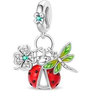 Ladybug Dragonfly Pendant Cool 925 Sterling Silver Charms Hypoallergenic Beads